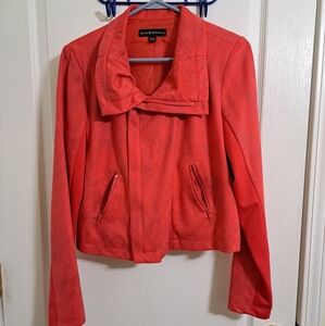 Rock & Republic Red Faux Suede Motorcycle Jacket Style size 14